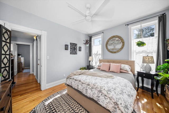 1306 W Euclid Ave, Spokane, WA 99205 - bedroom featuring light wood-style floors, baseboards, and ceiling fan