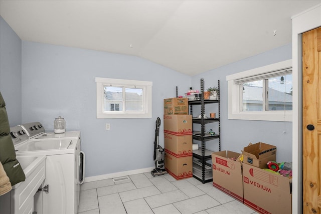 1306 W Euclid Ave, Spokane, WA 99205 - laundry room with independent washer and dryer, baseboards, and light tile patterned floors