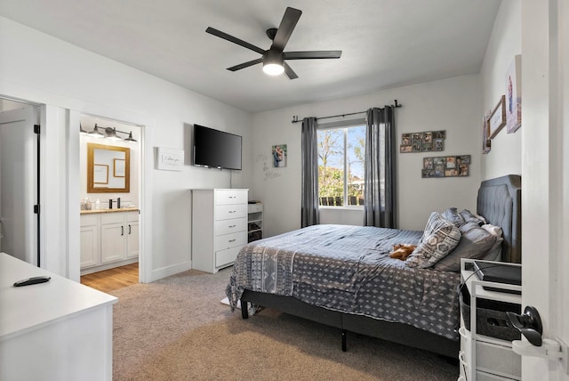 1812 E Columbia Ave, Spokane, WA 99208 - bedroom featuring light carpet, connected bathroom, and ceiling fan