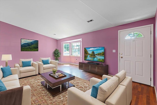 12512 W 10th Ave, Airway Heights, WA 99001 - living area featuring wood finished floors and vaulted ceiling
