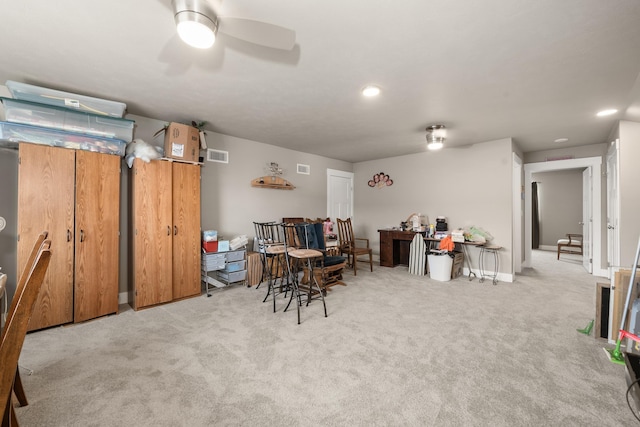 1473 W Jay Ct, Spokane, WA 99208 - dining space with carpet flooring, ceiling fan, recessed lighting, and baseboards
