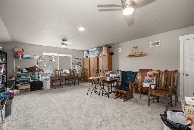 1473 W Jay Ct, Spokane, WA 99208 - dining area featuring carpet flooring, a ceiling fan, and recessed lighting