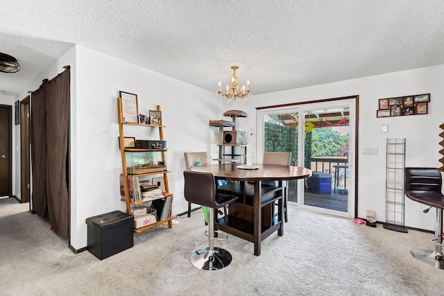 4405 E 46th Ave, Spokane, WA 99223 - carpeted dining room featuring a chandelier, a textured ceiling, and baseboards