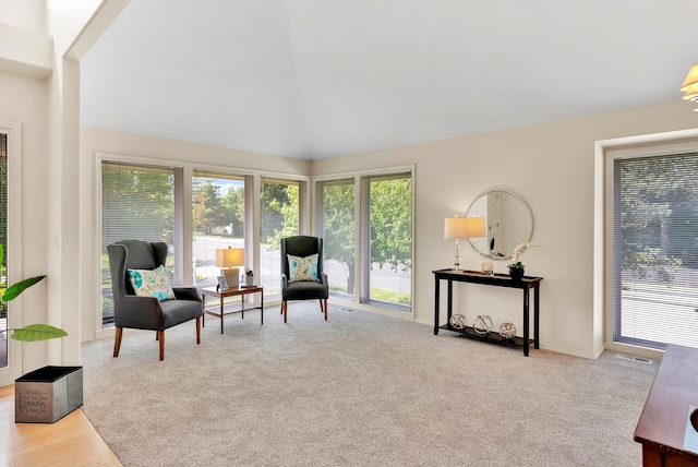 4605 E Birkdale Ln, Spokane, WA 99223 - sitting room with vaulted ceiling and carpet flooring