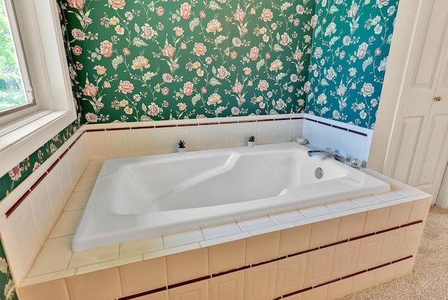 4605 E Birkdale Ln, Spokane, WA 99223 - full bath with wallpapered walls and a garden tub