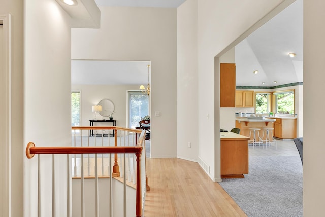 4605 E Birkdale Ln, Spokane, WA 99223 - hallway featuring recessed lighting, light wood-style floors, and baseboards