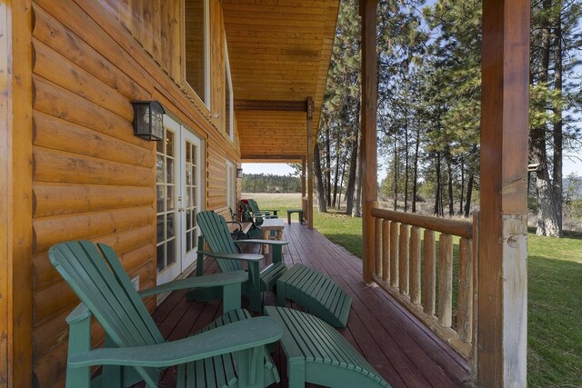 31579 E Hume Rd, Davenport, WA 99122 - wooden terrace with french doors