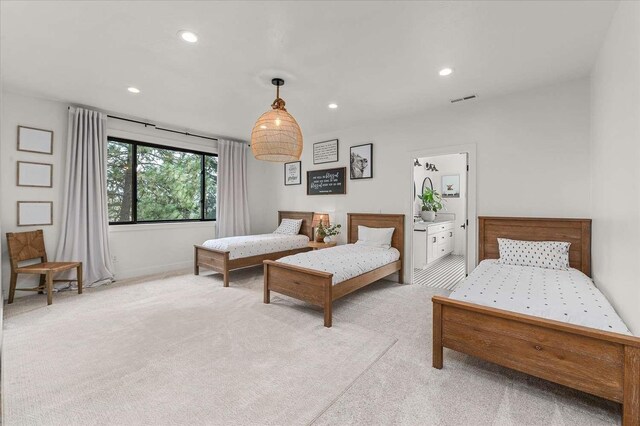 9610 S Mullen Hill Rd, Spokane, WA 99224 - bedroom with light colored carpet, recessed lighting, and baseboards