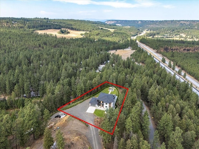 9610 S Mullen Hill Rd, Spokane, WA 99224 - aerial overview of property's location with a forest and property parcel outlined