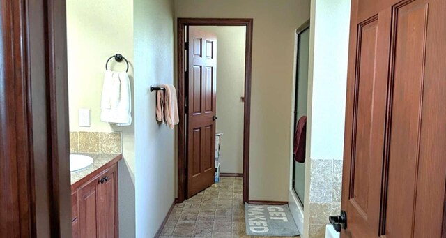 633C Garvey Rd, Colville, WA 99114 - full bathroom featuring a stall shower, vanity, and tile patterned flooring