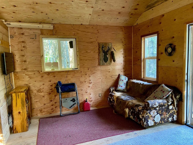 TBD Buck Creek Rd, Newport, WA 99156 - living room featuring lofted ceiling and wood walls