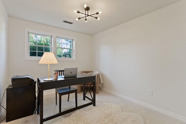 4118 S Stone St, Spokane, WA 99223 - office featuring a chandelier and carpet floors