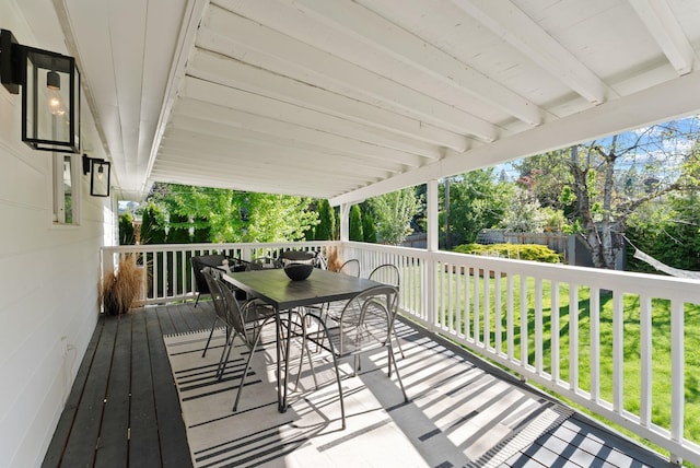 4118 S Stone St, Spokane, WA 99223 - wooden terrace with outdoor dining area and a lawn