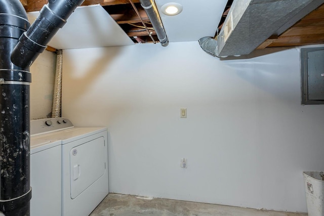 337 Lehigh Hill Rd, Metaline Falls, WA 99153 - laundry room featuring washing machine and dryer and electric panel