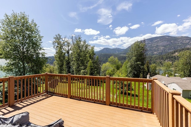 337 Lehigh Hill Rd, Metaline Falls, WA 99153 - wooden terrace featuring a mountain view