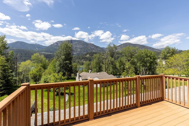 337 Lehigh Hill Rd, Metaline Falls, WA 99153 - wooden deck featuring a mountain view
