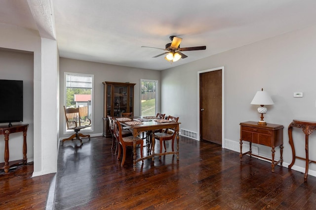 337 Lehigh Hill Rd, Metaline Falls, WA 99153 - dining area featuring a ceiling fan and wood finished floors
