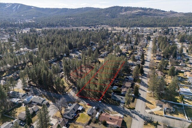 11206 E 27th Ave Lot 10, Spokane Valley, WA 99206 - aerial overview of property's location featuring mountains and property parcel outlined