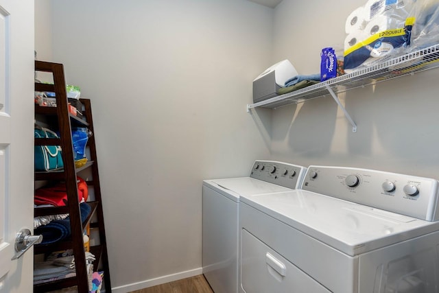 5414 E Bridgeport Ct, Spokane, WA 99217 - laundry area featuring washing machine and dryer and light wood finished floors