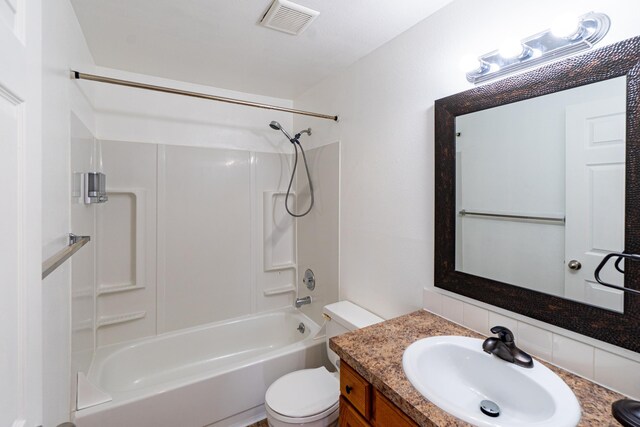 4806 N Drury Rd, Otis Orchards, WA 99027 - bathroom with vanity, bathing tub / shower combination, and tasteful backsplash