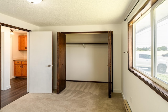 4806 N Drury Rd, Otis Orchards, WA 99027 - unfurnished bedroom with carpet flooring, a textured ceiling, and a closet