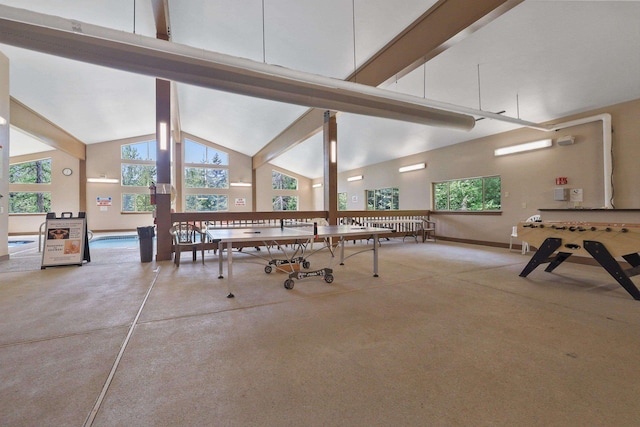 28600 N Mt Spokane Park Dr Unit 506, Mead, WA 99021 - rec room with beam ceiling and high vaulted ceiling