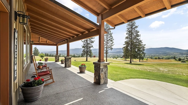 21617 E Harvard Vistas Ln, Newman Lake, WA 99025 - view of patio / terrace featuring a mountain view