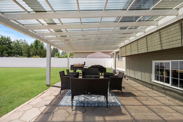 8805 N Greenwood St, Spokane, WA 99208 - rear view of house with a pergola, a fenced backyard, a patio, and a wooden deck
