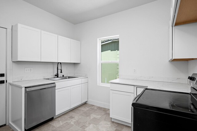 1507 N Maple St, Spokane, WA 99201 - kitchen featuring electric stove, stainless steel dishwasher, and white cabinetry