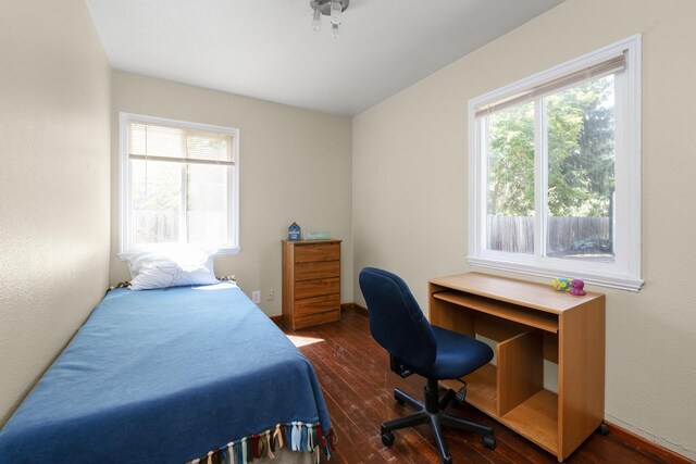 10021 N Whittier St, Spokane, WA 99218 - bedroom with dark wood-style floors and an office area