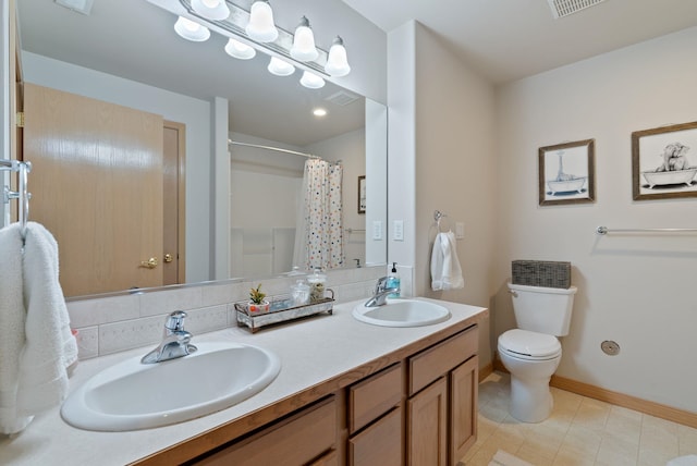 5506 S Southview Ln, Spokane, WA 99223 - bathroom featuring double vanity, curtained shower, and tile patterned floors