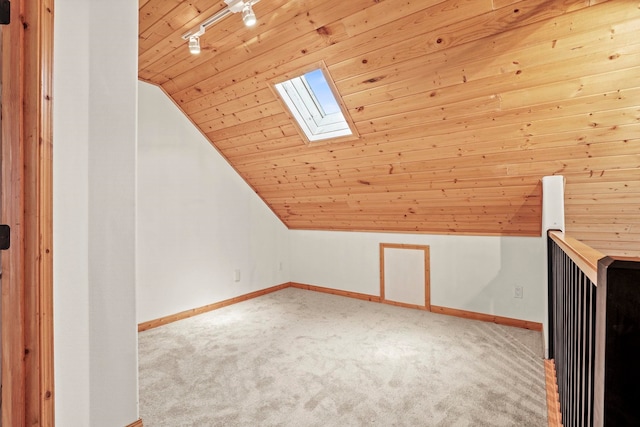 5011B Mason Rd, Clayton, WA 99110 - additional living space featuring a skylight, wooden ceiling, carpet flooring, and lofted ceiling