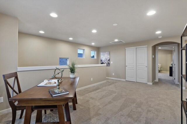 1415 W 67th Avenue Lot 1Block 4 - Talent, Spokane, WA 99224 - home office with arched walkways, recessed lighting, and light colored carpet