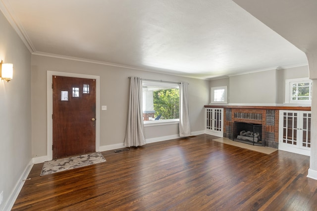 530 W Gordon Ave Unit 013, Spokane, WA 99205 - foyer with wood finished floors, a brick fireplace, and ornamental molding