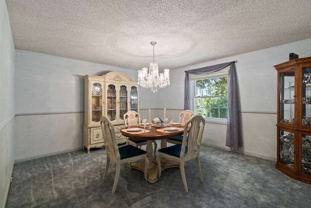 11628 N Galahad Dr, Spokane, WA 99218 - dining room with a chandelier, a textured ceiling, and carpet floors