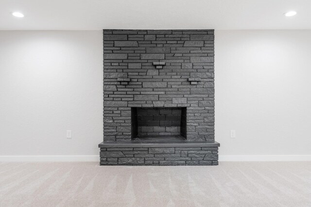 2917 W Dalton Ave, Spokane, WA 99205 - detailed view of carpet floors, a stone fireplace, and recessed lighting