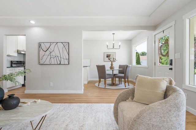 2917 W Dalton Ave, Spokane, WA 99205 - living area with a chandelier, light wood-style floors, and recessed lighting