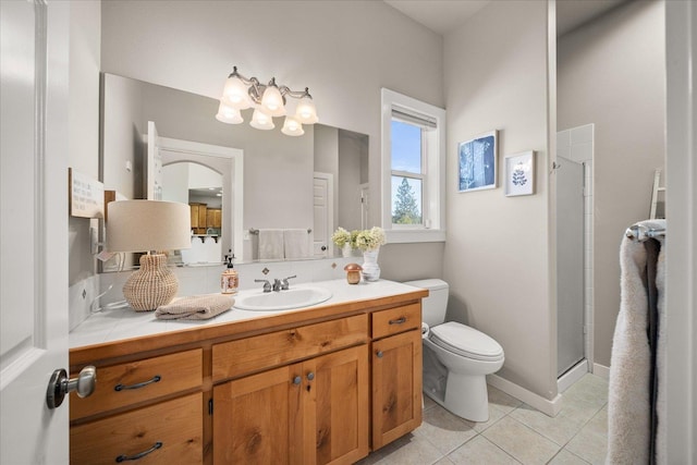 404 W Trail Ridge Ct, Spokane, WA 99224 - bathroom with vanity, tile patterned flooring, and a stall shower