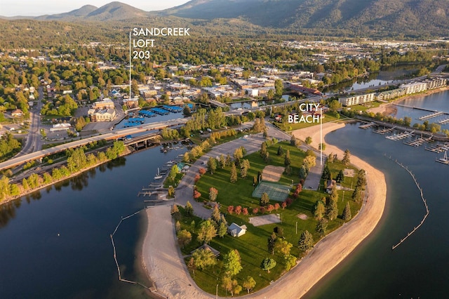 115 E Lake St Unit 203, Sandpoint, ID 83864 - aerial view of property's location featuring a water and mountain view