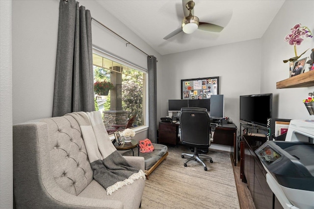 7620 E Ruby Ln, Spokane, WA 99212 - home office with a ceiling fan and wood finished floors