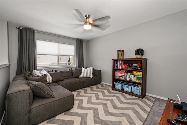 7620 E Ruby Ln, Spokane, WA 99212 - living room with a ceiling fan and carpet floors