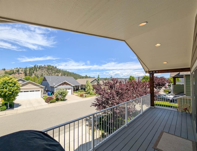 11614 E Rivercrest Dr, Spokane Valley, WA 99206 - wooden deck with a residential view and a detached garage