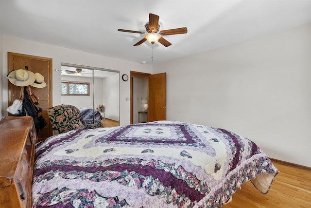 3205 W Hoffman Ave, Spokane, WA 99205 - bedroom with wood finished floors, a closet, and ceiling fan