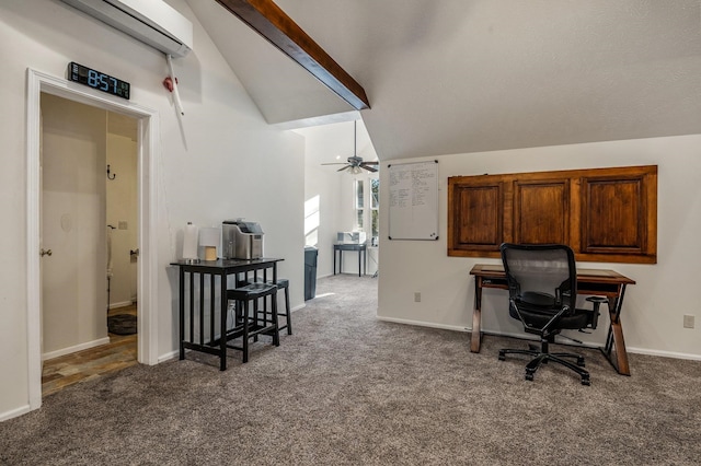 16417 N Napa Ln, Spokane, WA 99208 - office with lofted ceiling, carpet, a wall mounted AC, and ceiling fan