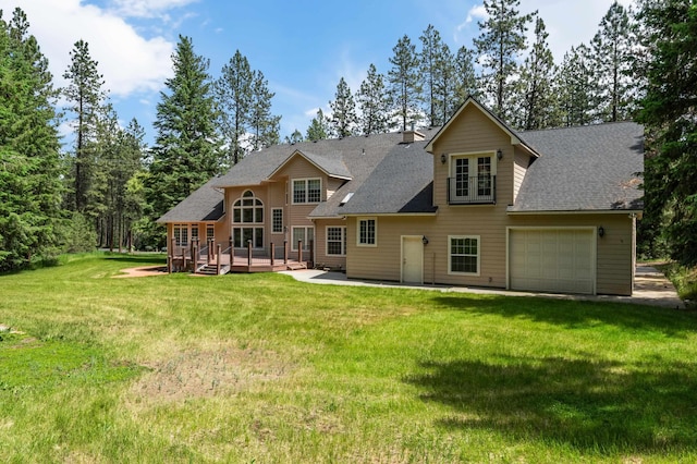 16417 N Napa Ln, Spokane, WA 99208 - rear view of property with a deck, french doors, a lawn, and roof with shingles