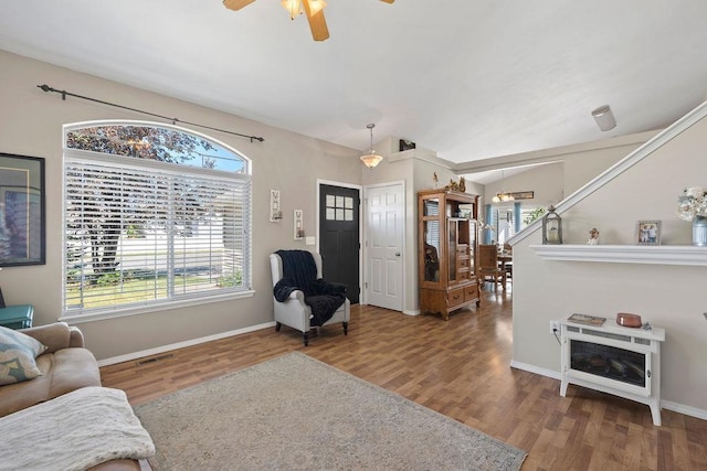 8910 N Oak St, Spokane, WA 99208 - living room with a ceiling fan, wood finished floors, and plenty of natural light