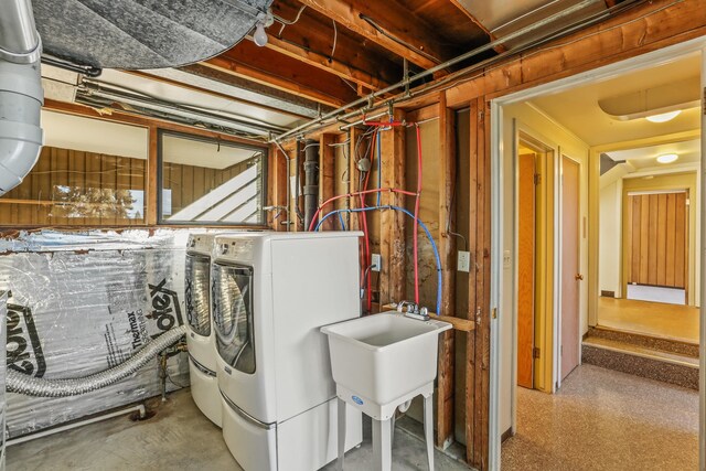 3717 E 17th Ave, Spokane, WA 99223 - washroom featuring separate washer and dryer and a sink