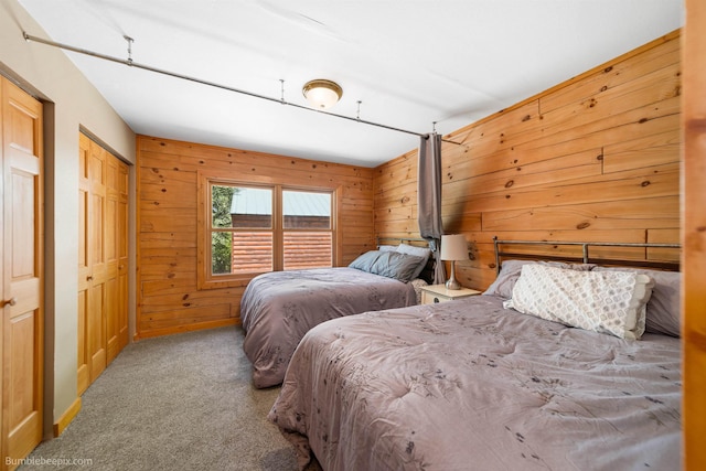 32261 N Leclerc Rd, Ione, WA 99139 - bedroom featuring carpet floors and wooden walls