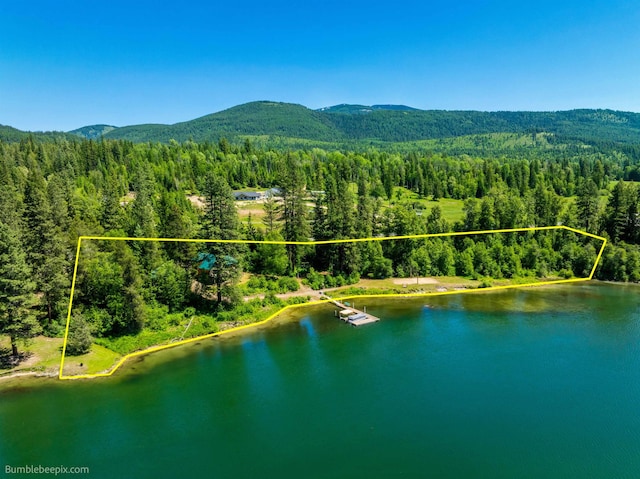 32261 N Leclerc Rd, Ione, WA 99139 - aerial view of property's location featuring property parcel outlined and a water and mountain view