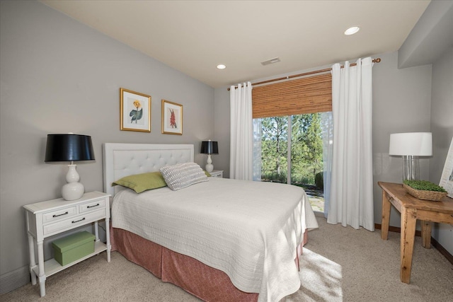 2415 E Hangman Creek Ln, Spokane, WA 99224 - bedroom featuring light carpet, recessed lighting, and access to outside